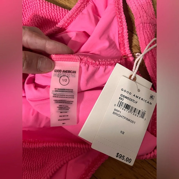Good American Always Fits One-Shoulder One-Piece Swimsuit in Bright Pink S/M - Picture 7 of 11